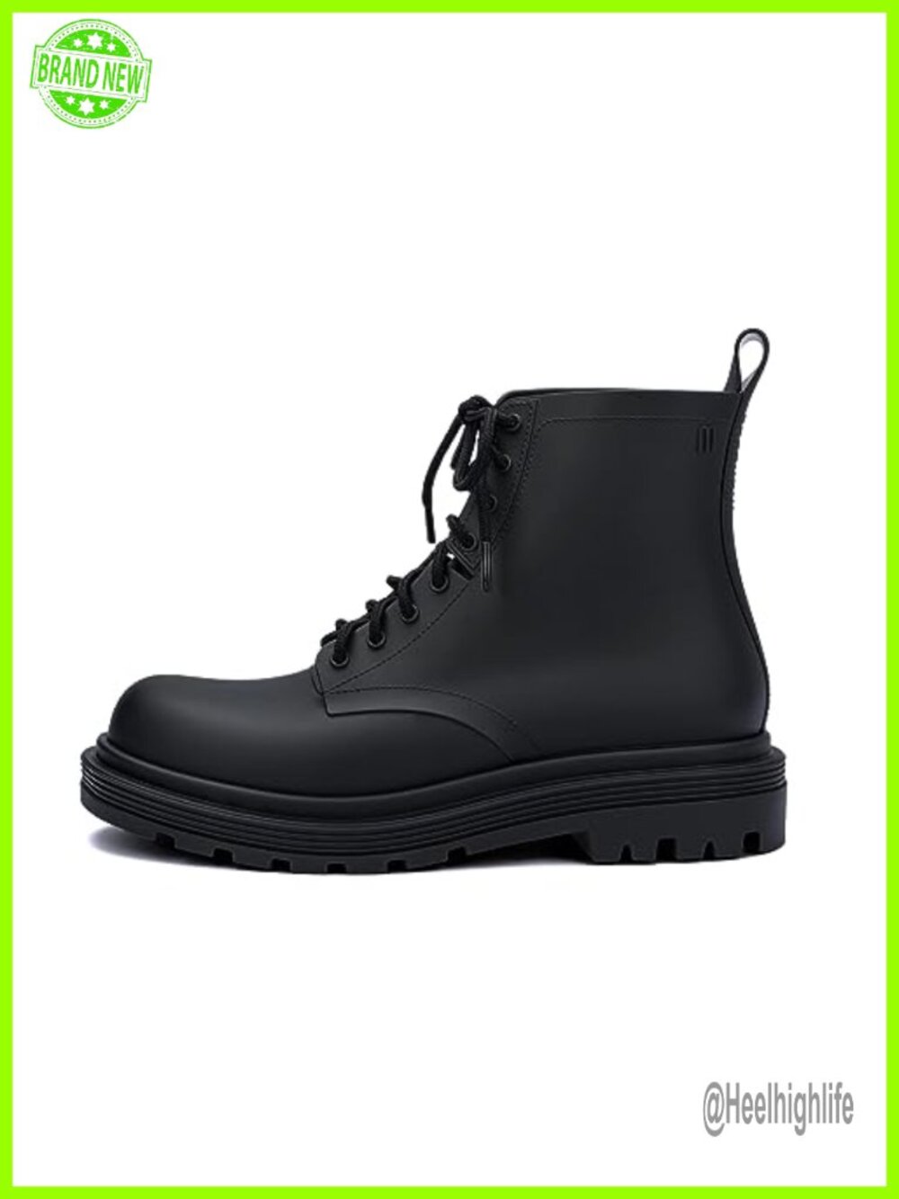Jelly Combat Boot Ankle High Round Toe Buckle Water Resistant Fall Bootie